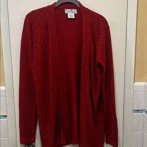 Red Open Front Cardigan